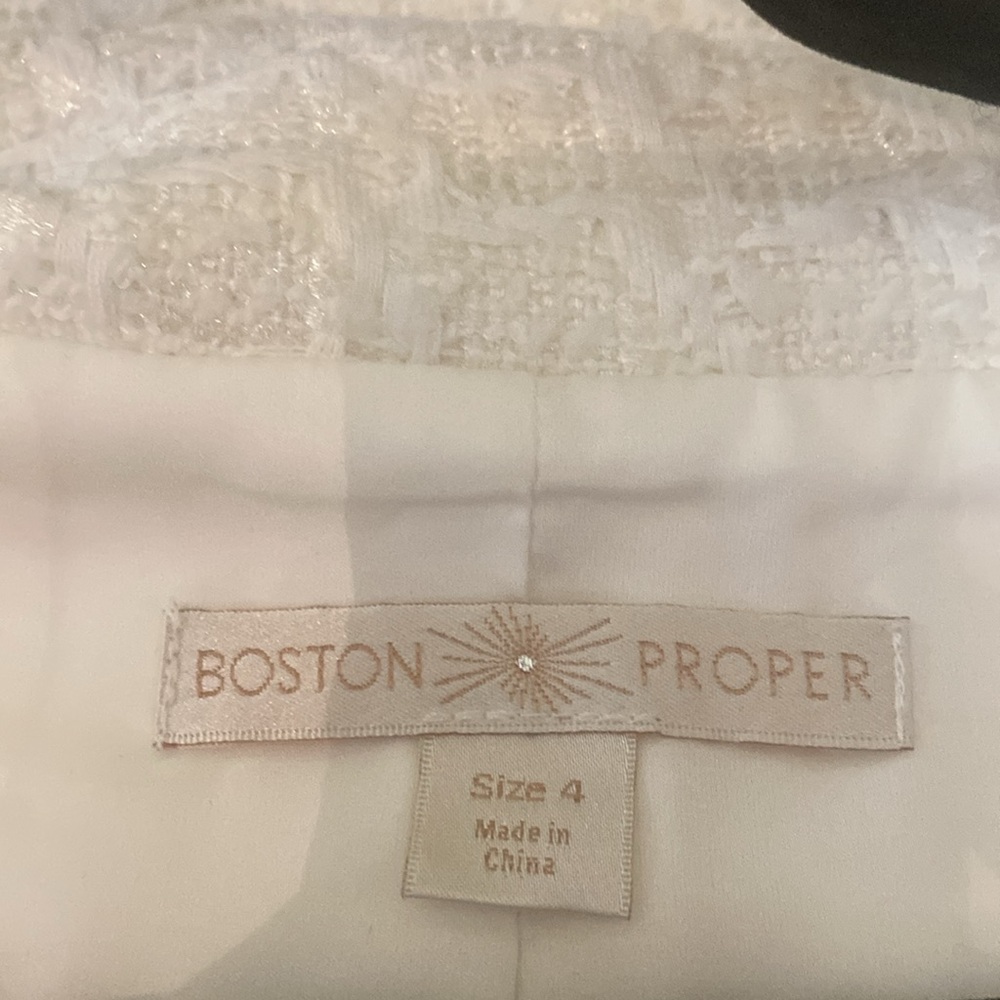 Boston Proper Cream Tweed Double Breasted Jacket Dress 4 Decorative Buttons 4 - Picture 4 of 8